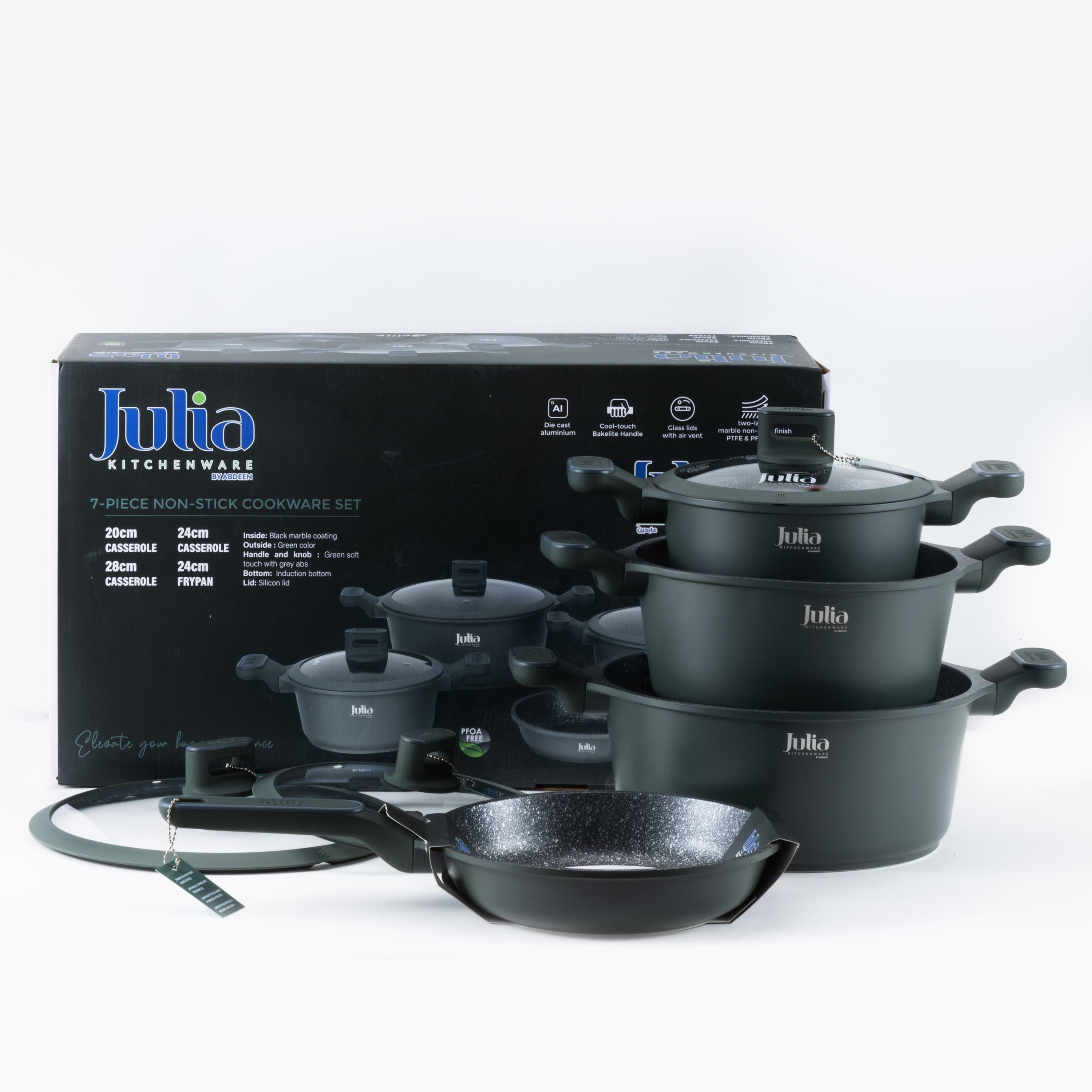 ELITE-PRO COOKWARE SET 7 PIECES-GREEN – Otantik Oman