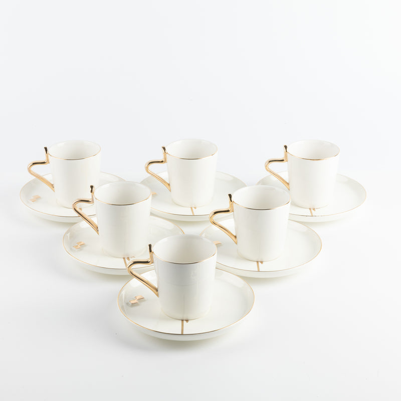Otantik Porcelain Tea Set 12 Pcs From Liqaa Pearl White + Gold MS Department Store Oman