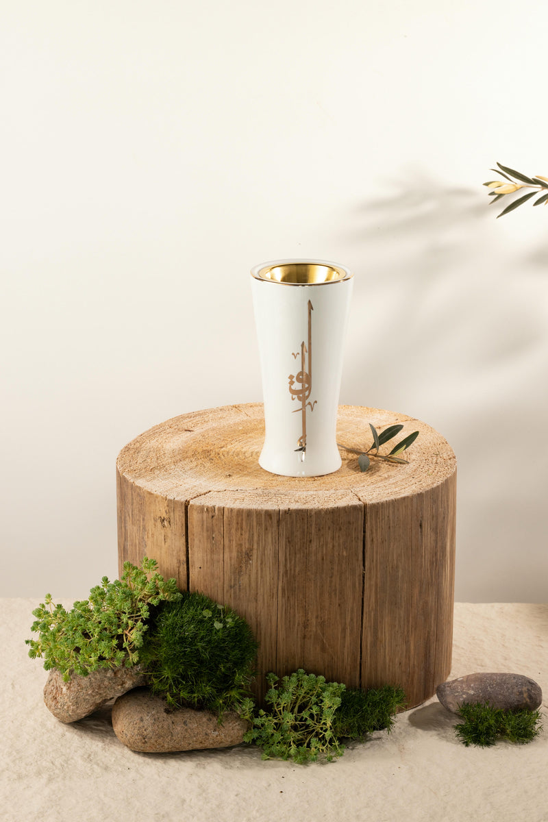 Incense Burner From Liqaa -  Pearl White + Gold MS Department Store Oman