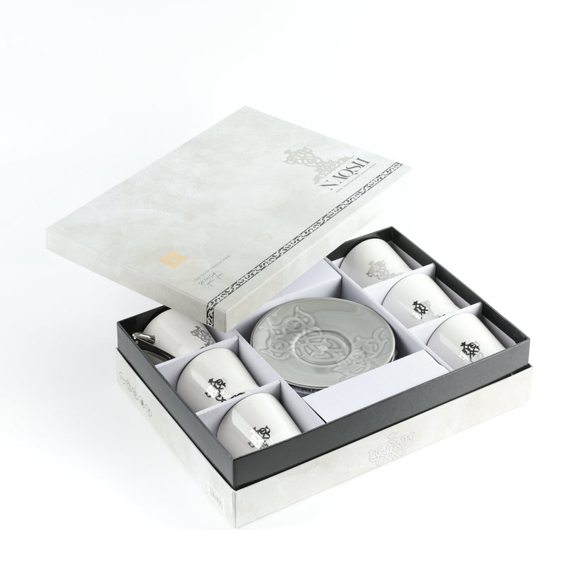 Otantik Porcelain Tea Set 12 Pcs From Naqsh Grey + Silver MS Department Store Oman