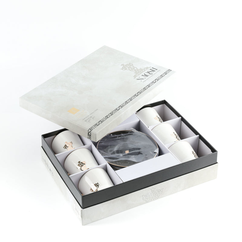 Otantik Porcelain Tea Set 12 Pcs From Naqsh Black + Gold MS Department Store Oman