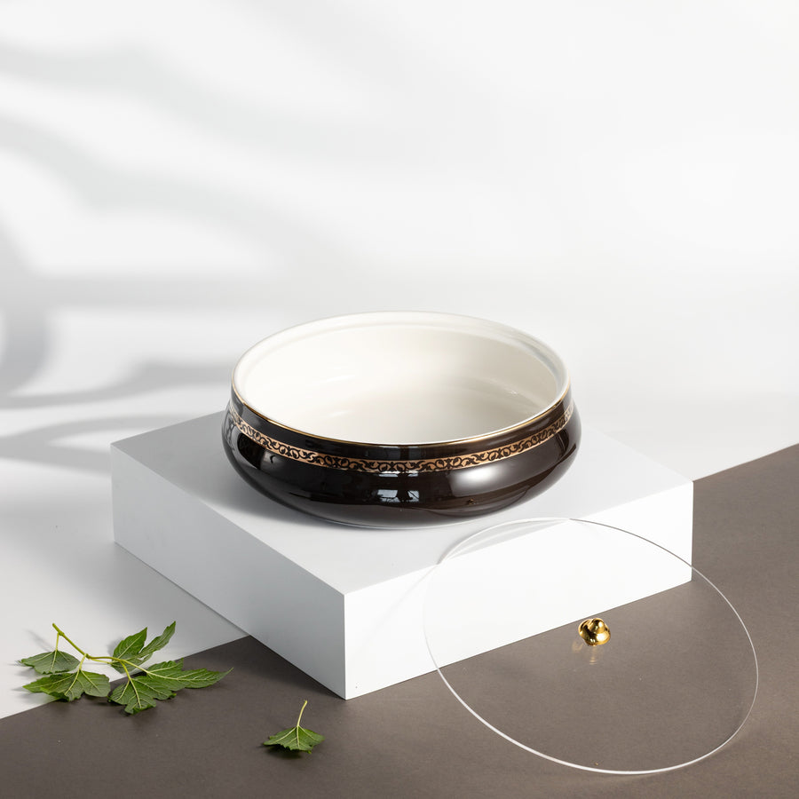 Otantik Large Date Bowl From Naqsh Black + Gold MS Department Store Oman
