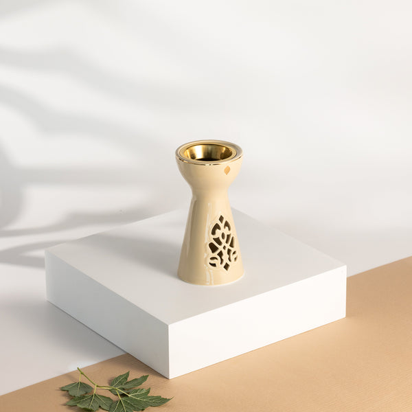 Porcelain Incense Burner Form Naqsh - Ivory + Gold