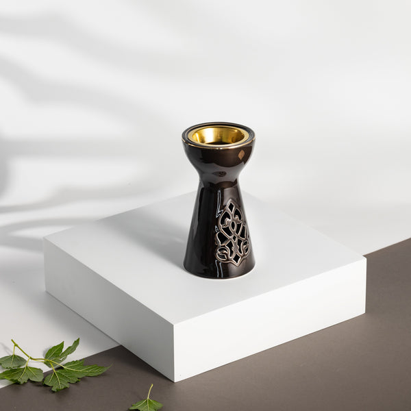 Porcelain Incense Burner Form Naqsh - Black + Gold