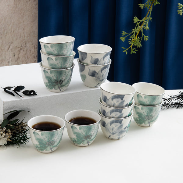 Arabic Coffee cups 12Pcs From Marisella - Blue+ Silver