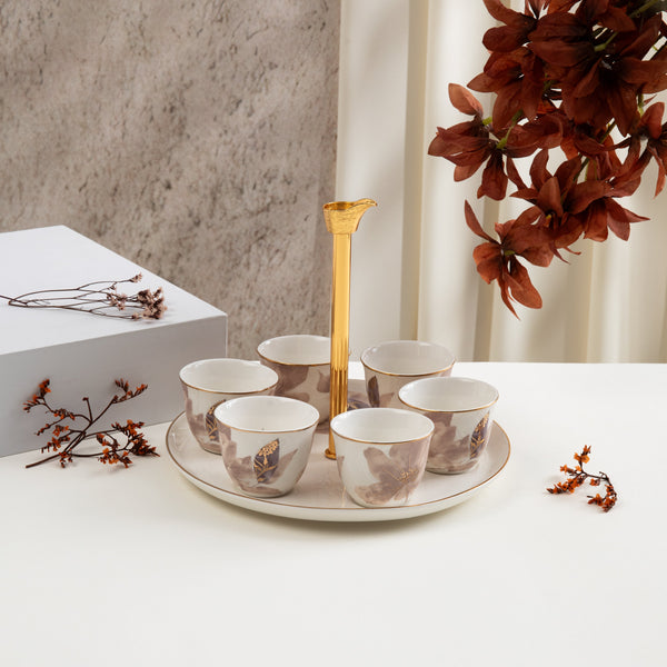 Arabic Coffee Set 7 Pcs From Marisella - Red + Gold