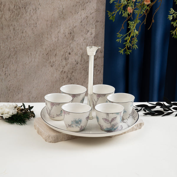 Arabic Coffee Set 7 Pcs From Khuzama - Blue + Silver