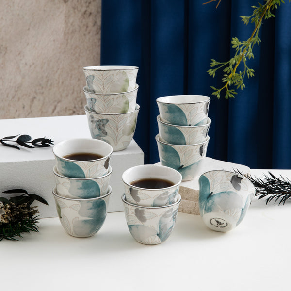 Arabic Coffee cups 12Pcs From Veloura - Blue + Silver