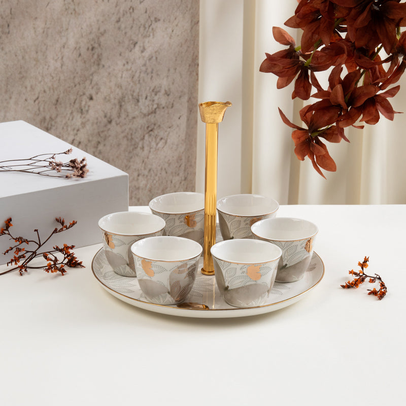 Arabic Coffee Set 7 Pcs From Veloura - Brown + Gold MS Department Store Oman