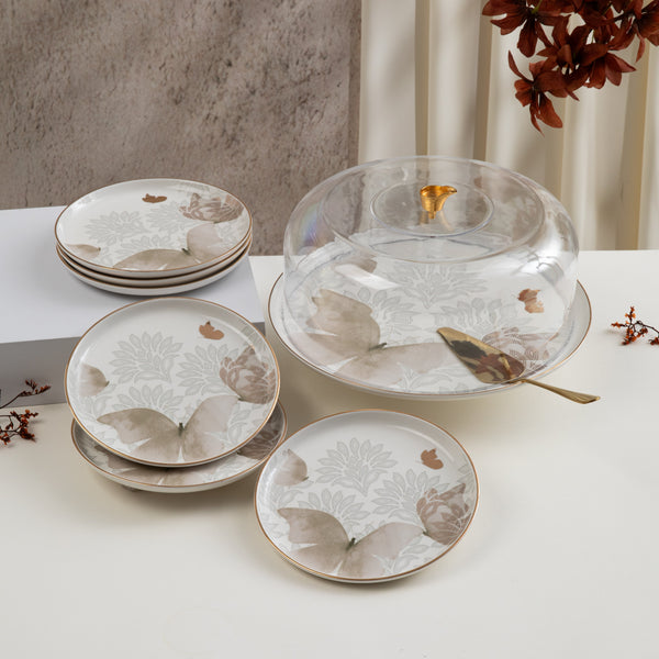 Cake Serving Set 9 Pcs From Veloura - Brown + Gold