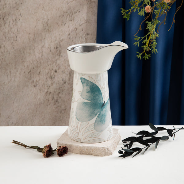 Porcelain Incense Burner Form Veloura - Blue + Silver