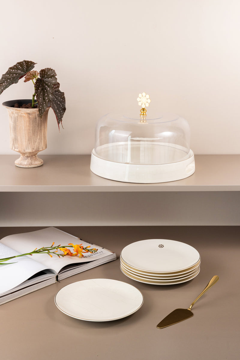 Cake Serving Set 9 Pcs From Mirral - White + Gold MS Department Store Oman