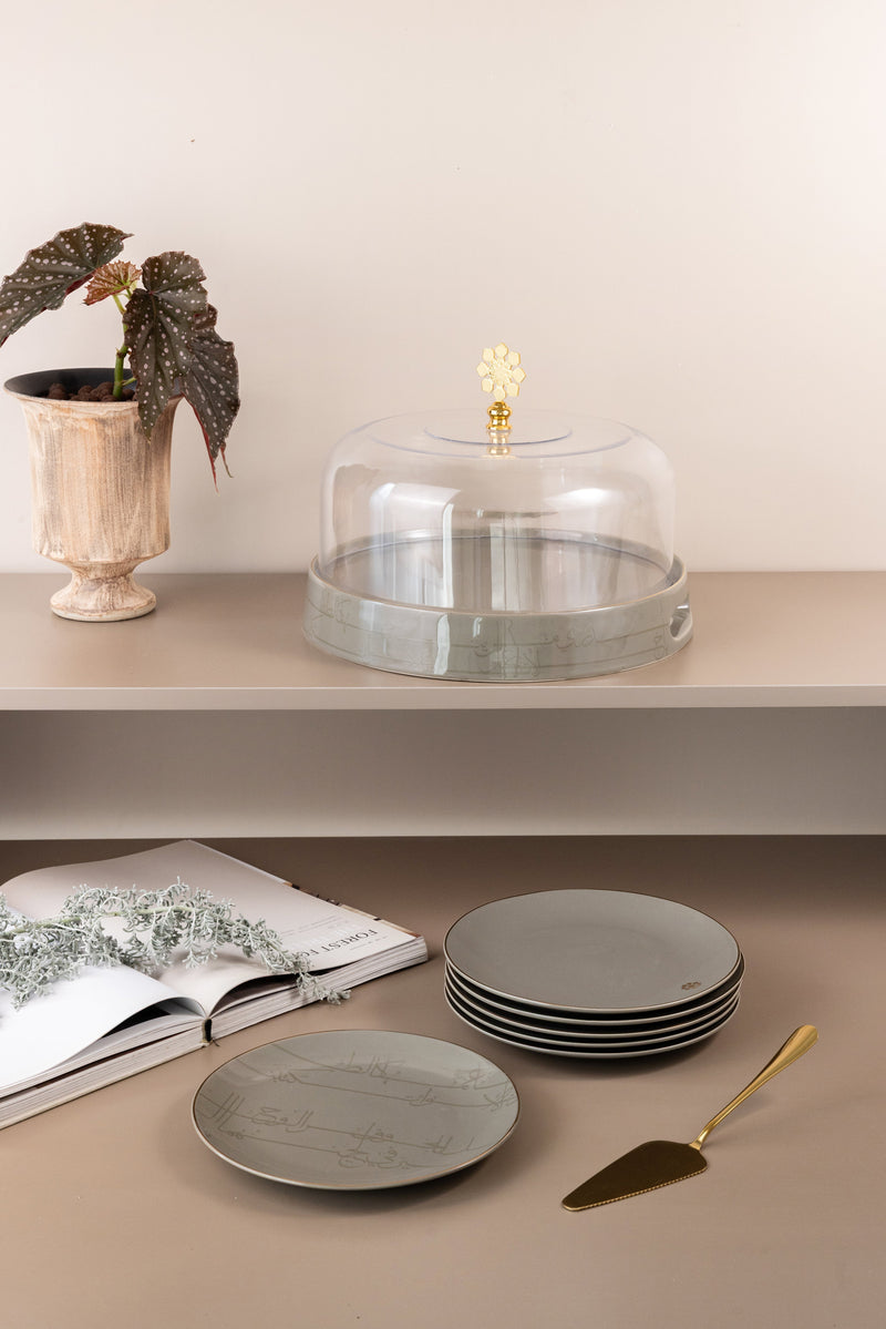 Cake Serving Set 9 Pcs From Mirral - Grey + Gold MS Department Store Oman