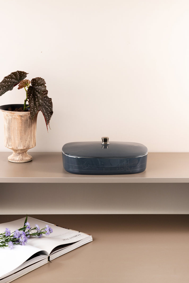 Large Date Bowl From Mirral - Dark Blue + Silver MS Department Store Oman