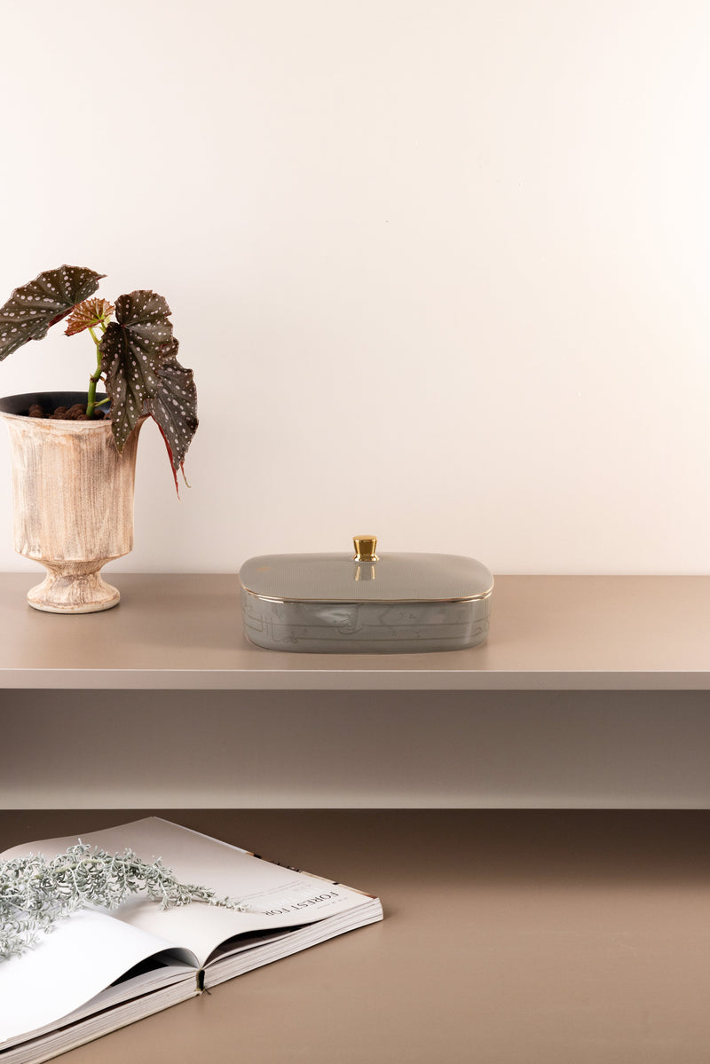 Medium Date Bowl From Mirral - Grey + Gold MS Department Store Oman