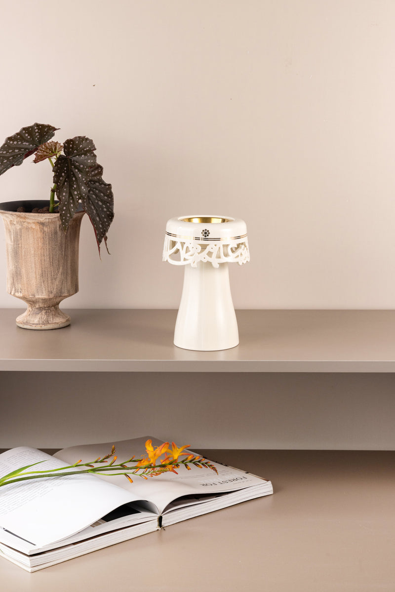 Porcelain Incense Burner From Mirral - White + Gold MS Department Store Oman