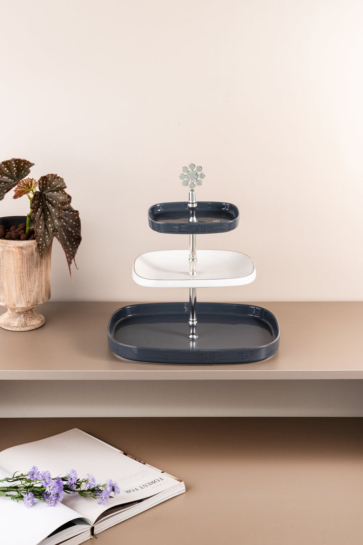 3 Layer Stand From Mirral - Dark Blue + Silver – Otantik Oman