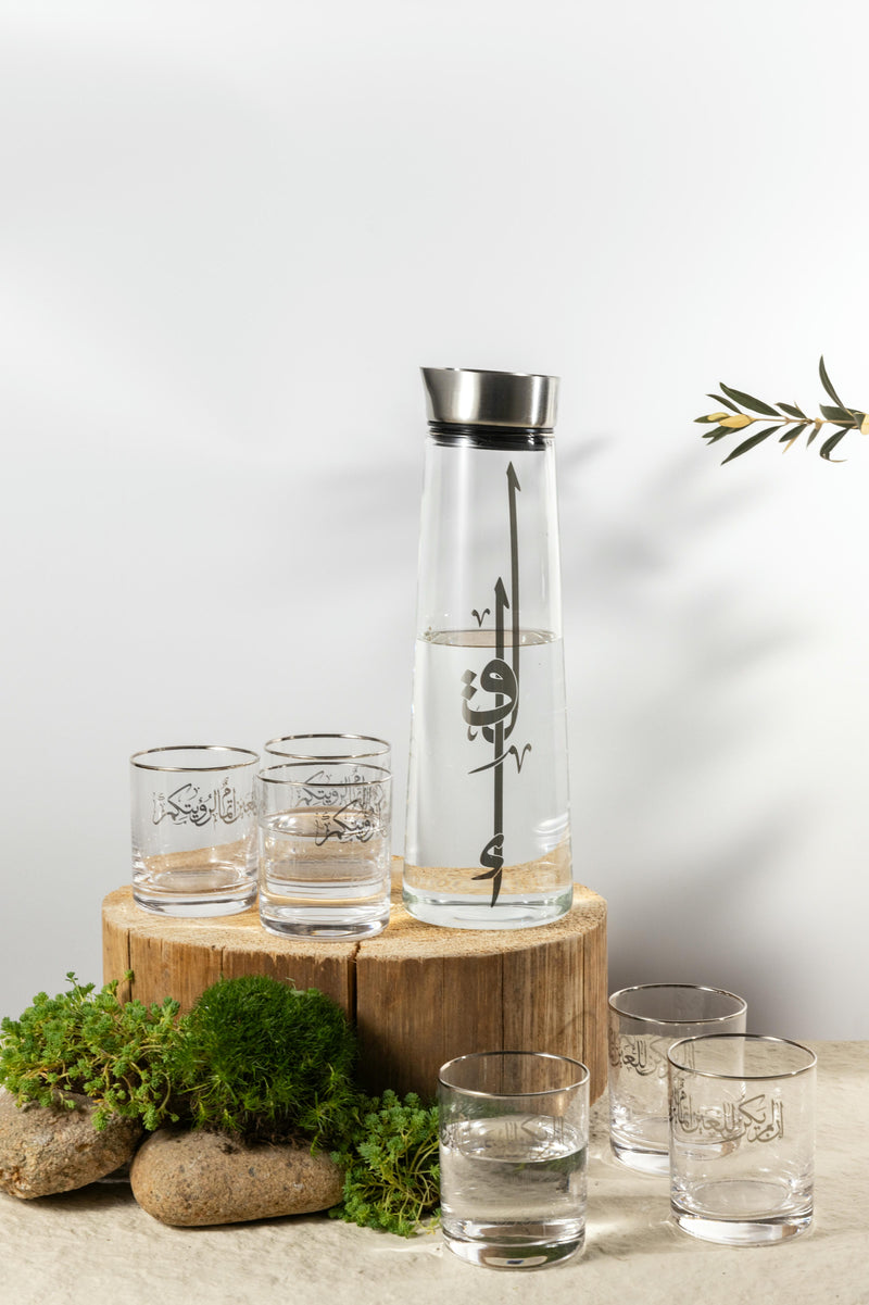 1 Bottle+6 Short Cup  From Liqaa - Silver MS Department Store Oman
