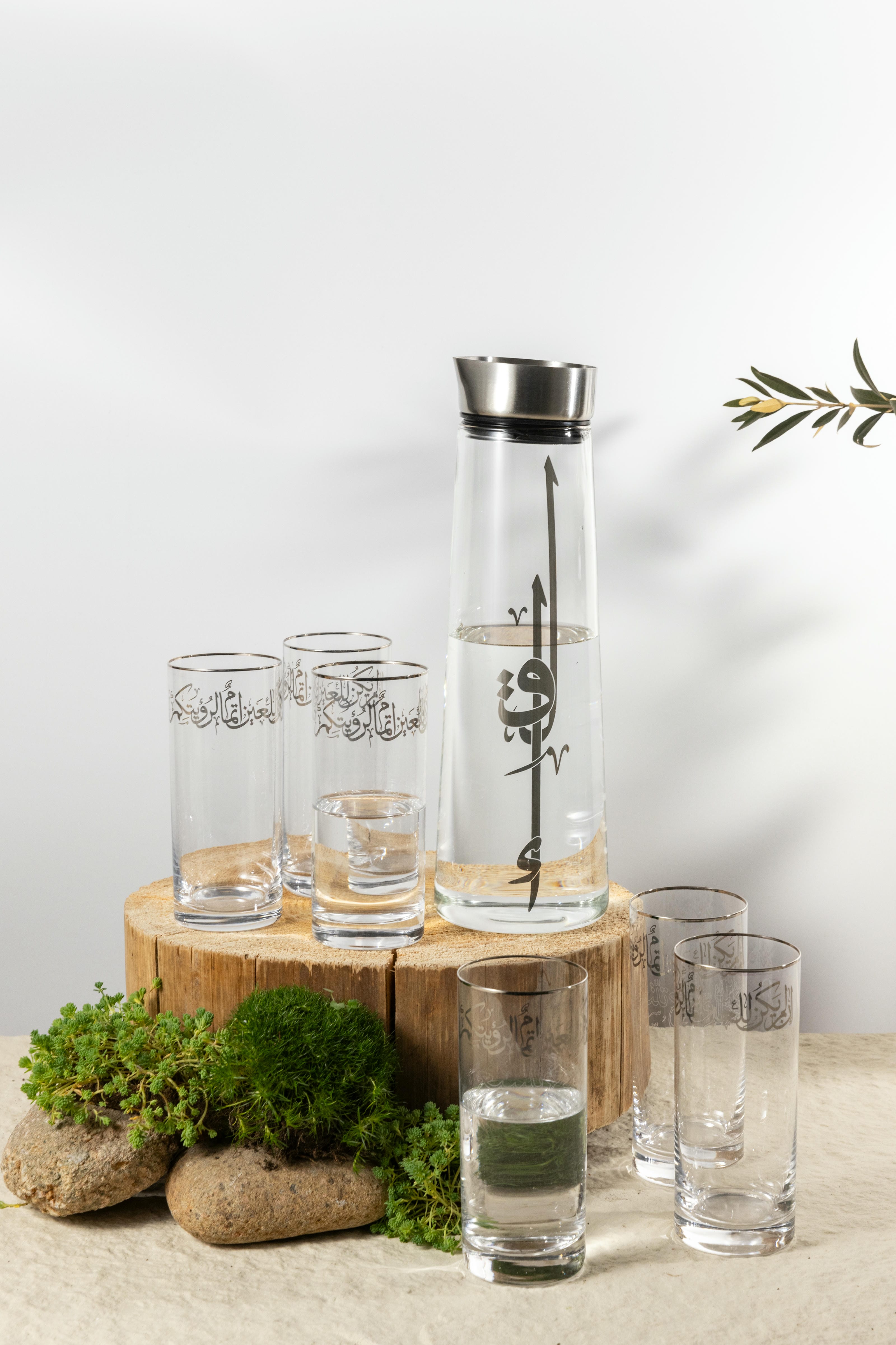 1 Bottle+6 Long Cup From Liqaa - Silver – Otantik Oman