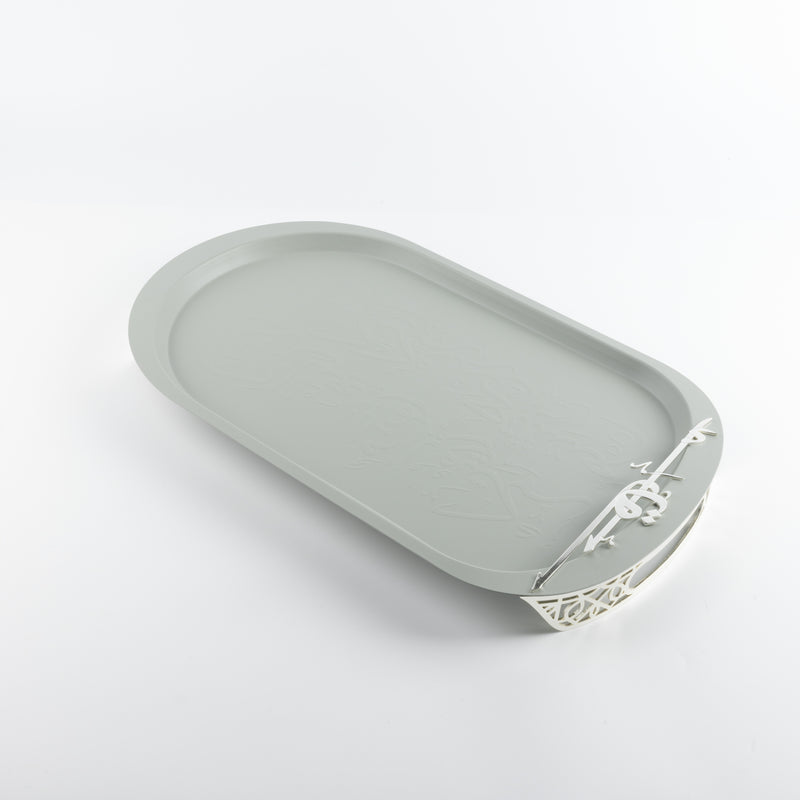 Otantik Iron Serving Tray From Liqaa Grey + Silver MS Department Store Oman