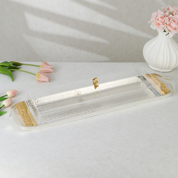 luxury Serving tray with cover - Silver