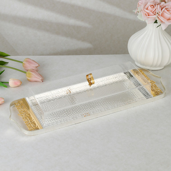 luxury tray with cover - Silver With Size 63.8*17.8