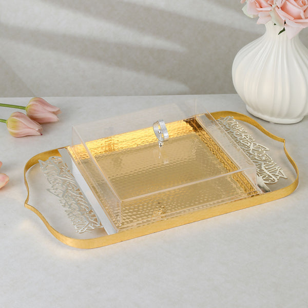luxury tray with cover - Gold With Size 58*32