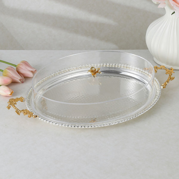 luxury tray with cover - Silver With Size 41.5*31.5