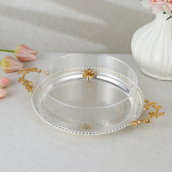 luxury tray with cover - Silver With Size dia 35.7