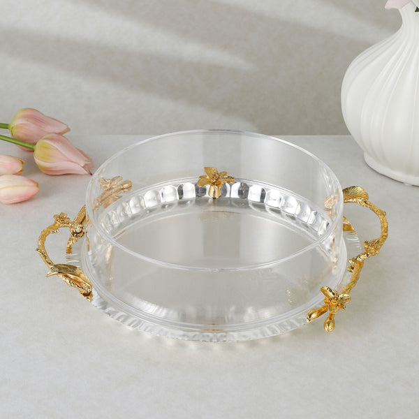luxury tray with cover - Silver With Size dia 30.8