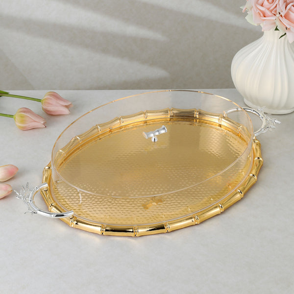 luxury tray with cover - Gold With Size 41.2*31.3