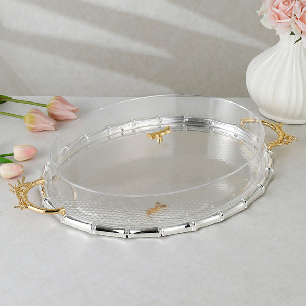 luxury tray with cover - Silver With Size 41.2*31.3