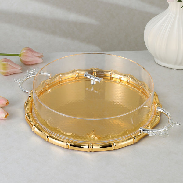 luxury tray with cover - Gold With Size dia30