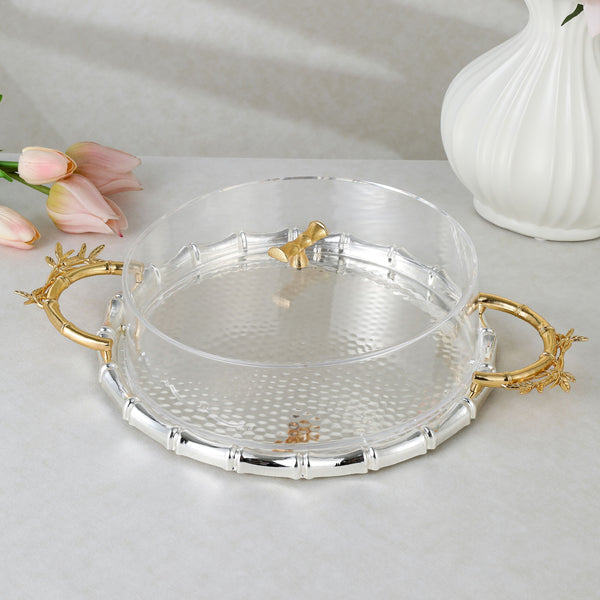luxury tray with cover - Silver With Size dia30