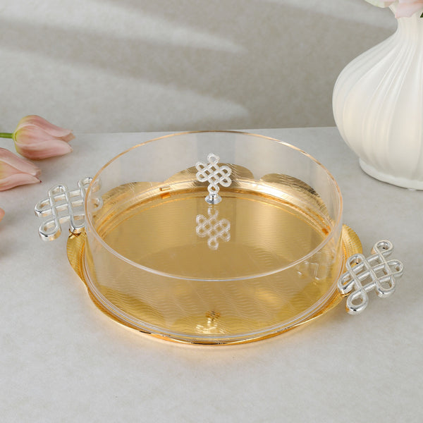luxury tray with cover - Gold With Size dia35.5