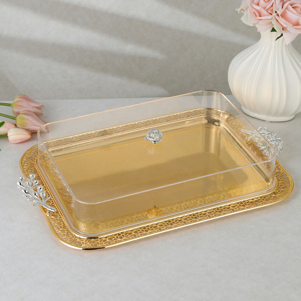 luxury tray with cover - Gold With Size 47.5*35.5