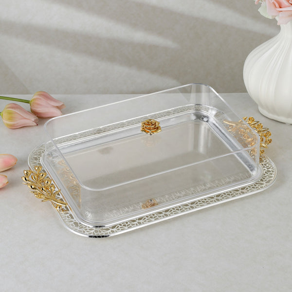 luxury tray with cover - Silver With Size 47.5*35.5