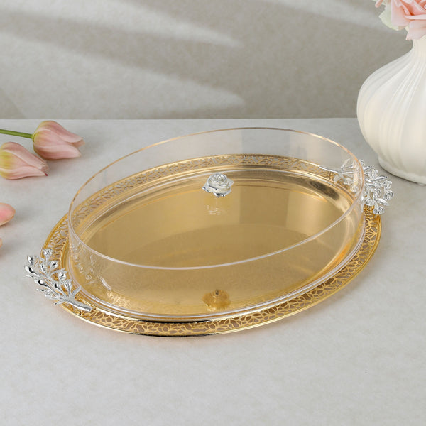 luxury tray with cover - Gold With Size 43.5*34