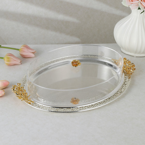 luxury tray with cover - Silver With Size 51*39.5