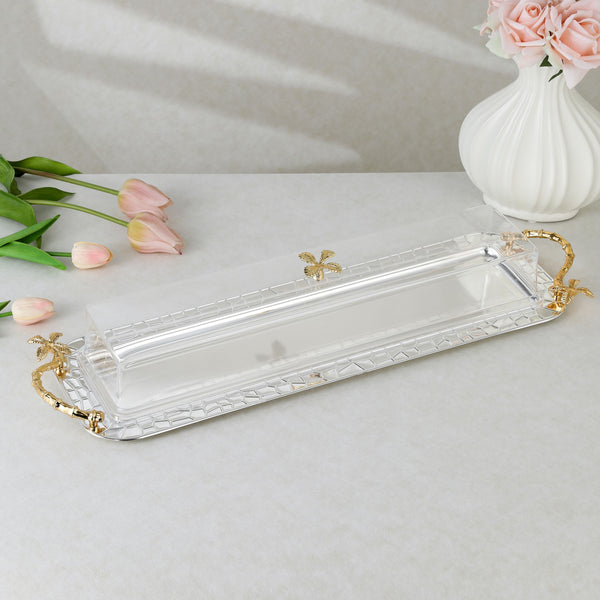 luxury tray with cover - Silver With Size 57.2*17.8