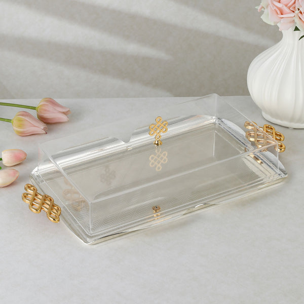 luxury tray with cover - Silver With Size 43*28.5