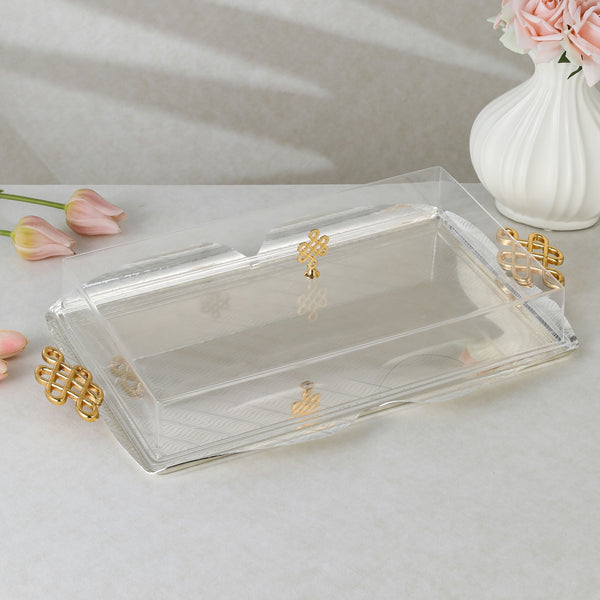 luxury tray with cover - Silver With Size 49.5*35