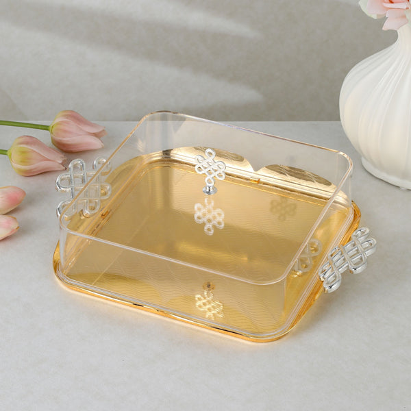 luxury tray with cover - Gold With Size 40*40