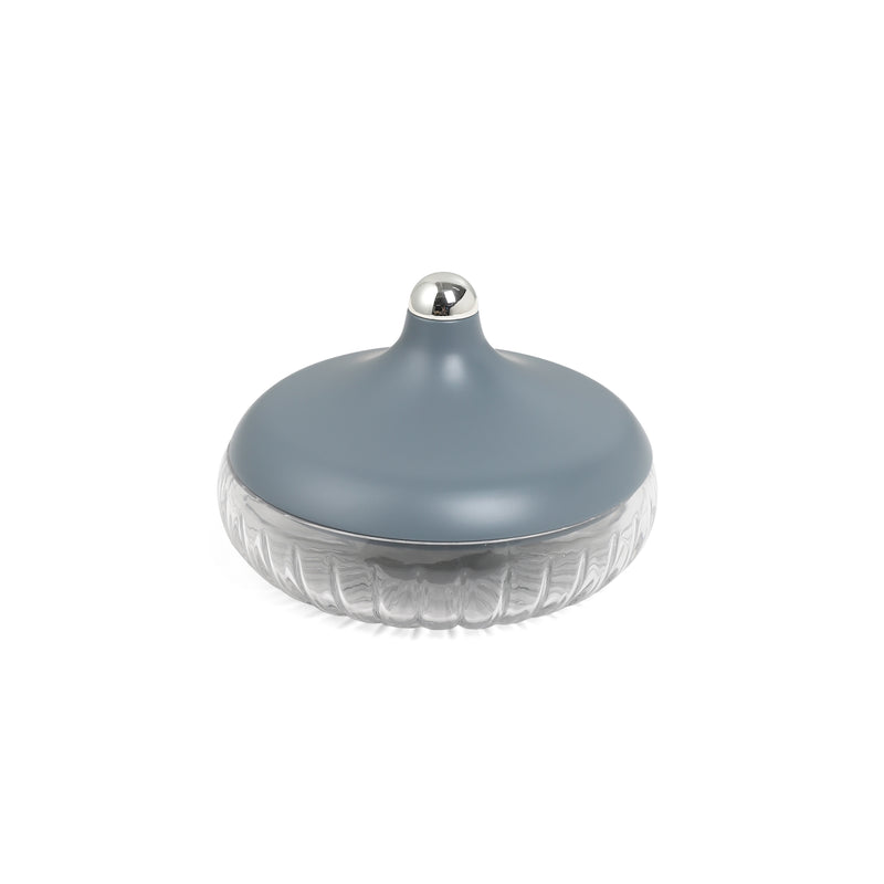 Otantik Medium Glass Date Bowl From Jiwar Blue + Silver MS Department Store Oman