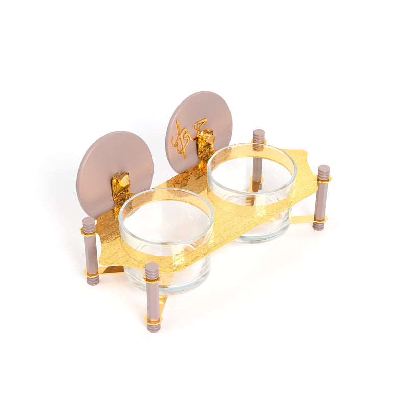 Otantik Nuts Serving Set 2 Bowl With Tray From Jiwar Purple + Gold MS Department Store Oman