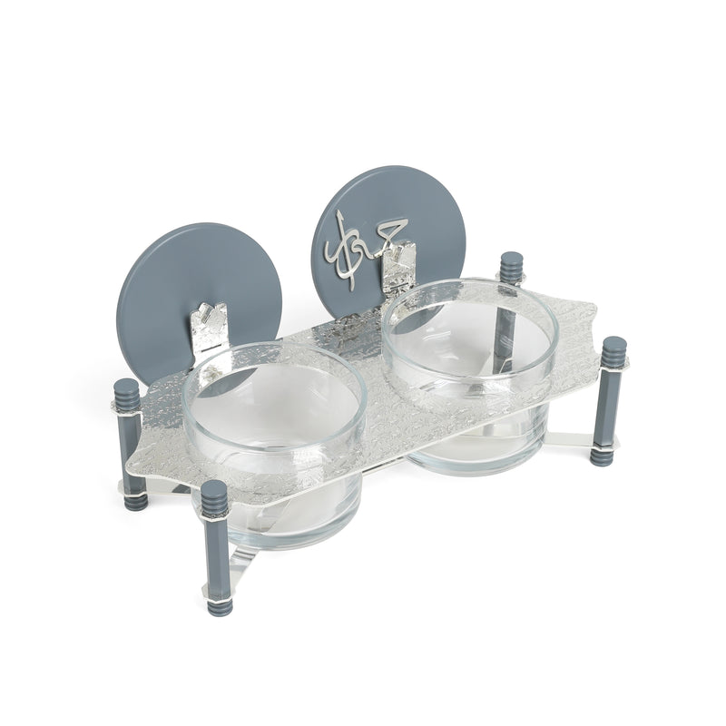 Otantik Nuts Serving Set 2 Bowl With Tray From Jiwar Blue + Silver MS Department Store Oman