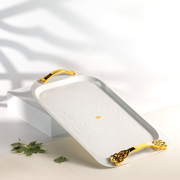 Luxury Servig Tray From Naqsh - White + Gold