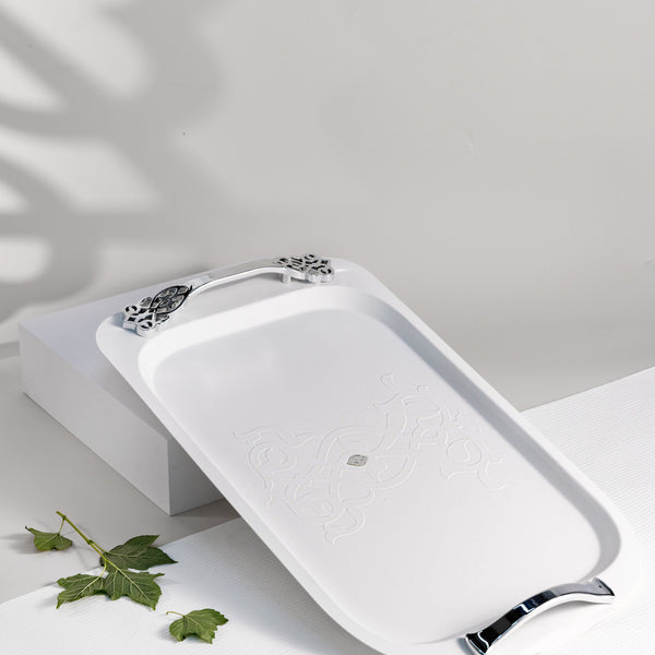 Luxury Servig Tray From Naqsh - White + Silver