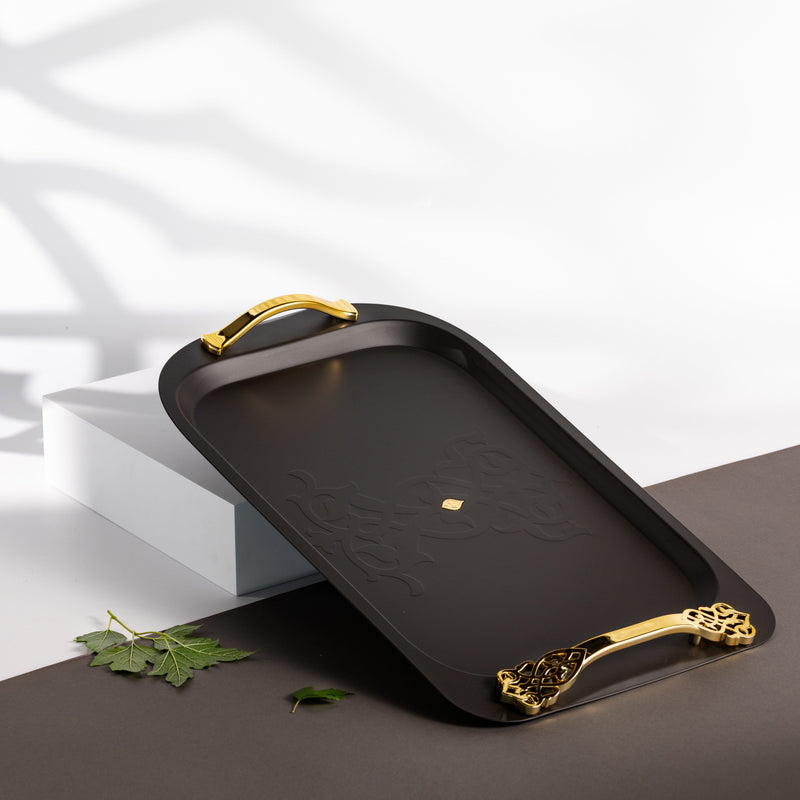 Luxury Serving Tray From Naqsh - Black + Gold MS Department Store Oman