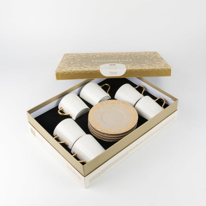 Porcelain Tea Set 12 Pcs From Nourhan - Matt Gold + Beige – Otantik Oman